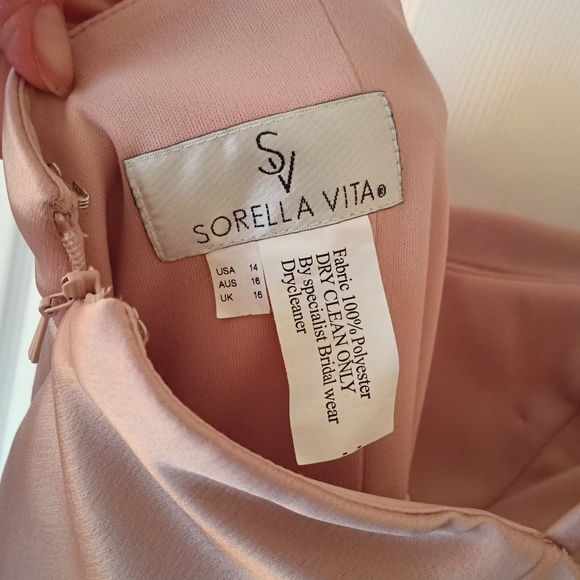 Tea length charmeuse bridesmaid dress with skirt slit and cowl neckline - Picture 6 of 6